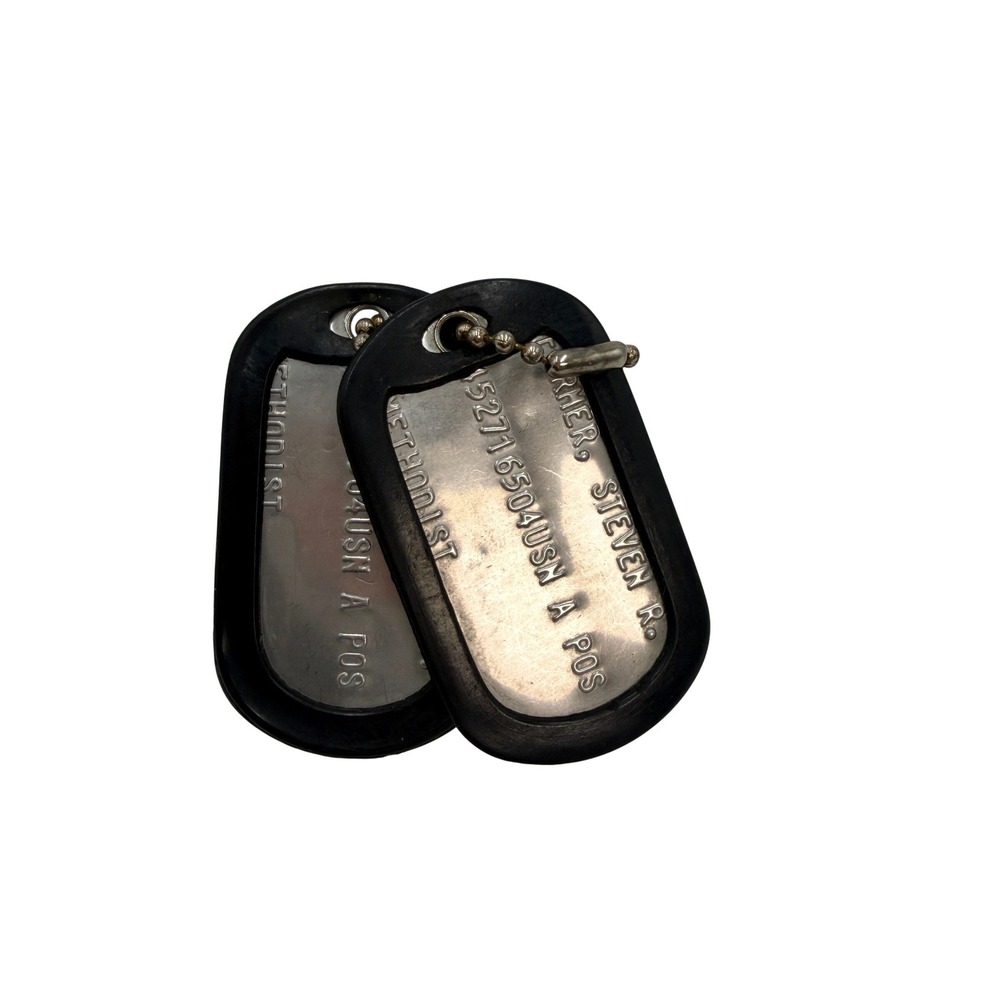 Vintage‎ US Navy Dog Tags Set Steven R. Vietnam Era Methodist A Pos USN - Picture 2 of 3